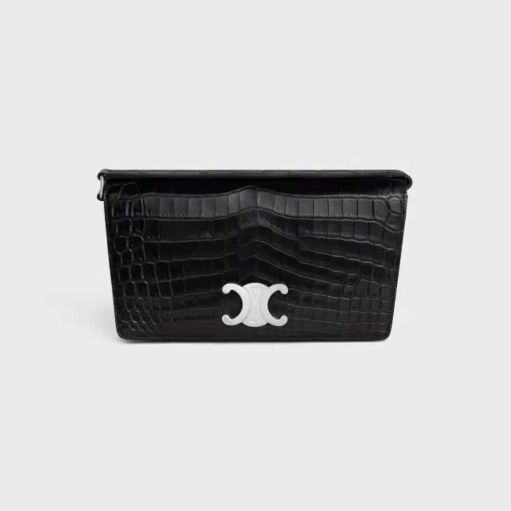 Celine Trapeze Triomphe Bag in Shiny Calfskin for Women in Black Celine Trapeze Triomphe Bag in Shiny Calfskin for Women in Black