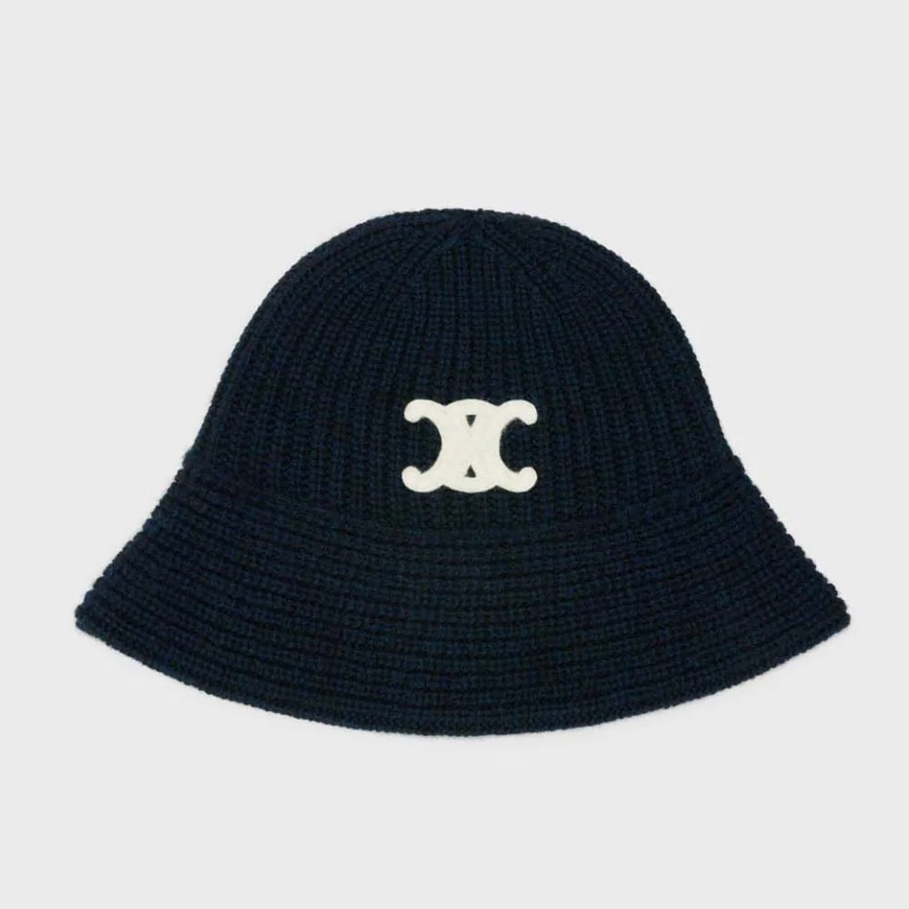 Celine Cloche Bucket Hat in Seamless Cashmere for Unisex in Black
