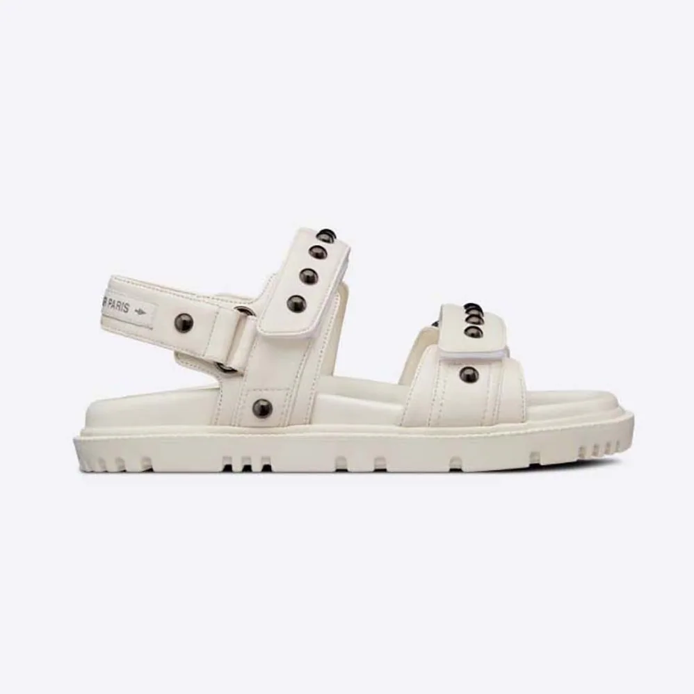 Dior Dioract Sandal White Lambskin and Silver for Women in Finish Rivets Dior Dioract Sandal White Lambskin and Silver for Women in Finish Rivets