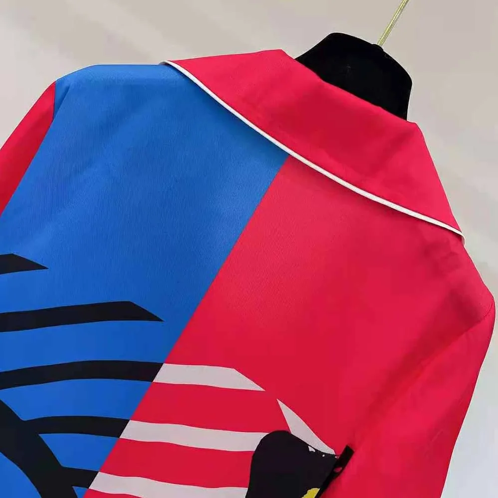 Dior Chez Moi Short-Sleeved Shirt Bright Pink and Fluorescent Blue D for Women in Jungle Pop Silk Twill