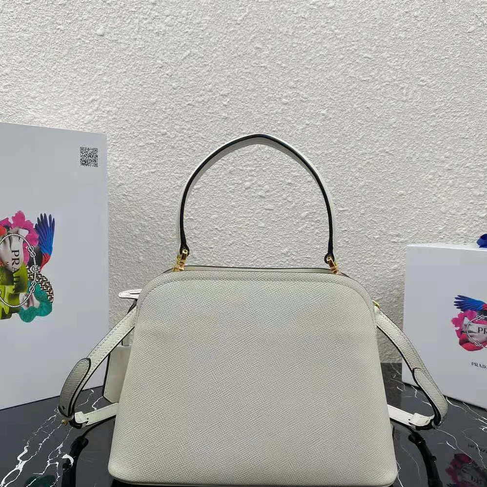 Prada Medium Saffiano Leather Prada Matinee Bag for Women in White Prada Medium Saffiano Leather Prada Matinee Bag for Women in White