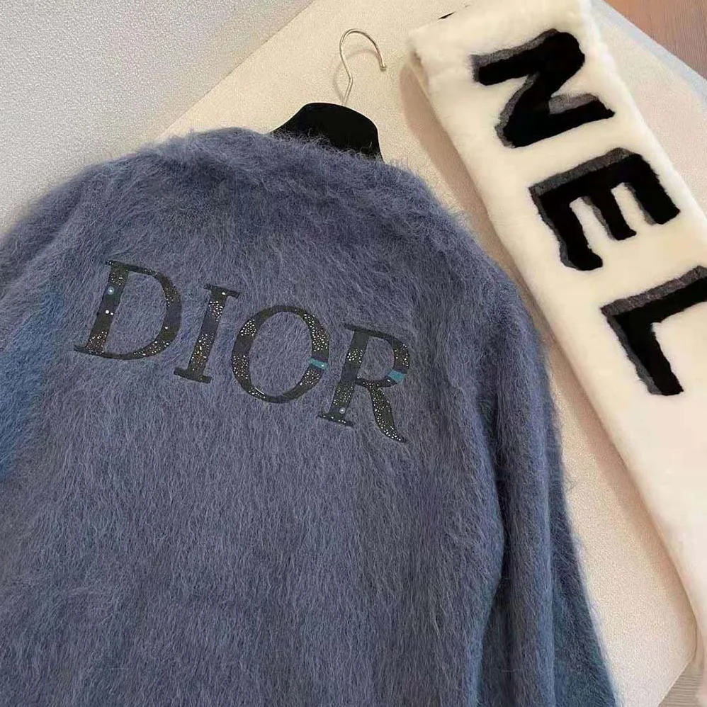 Dior Peter Doig Cardigan Blue Technical Mohair and Wool Brushed Jersey for Men Dior Peter Doig Cardigan Blue Technical Mohair and Wool Brushed Jersey for Men