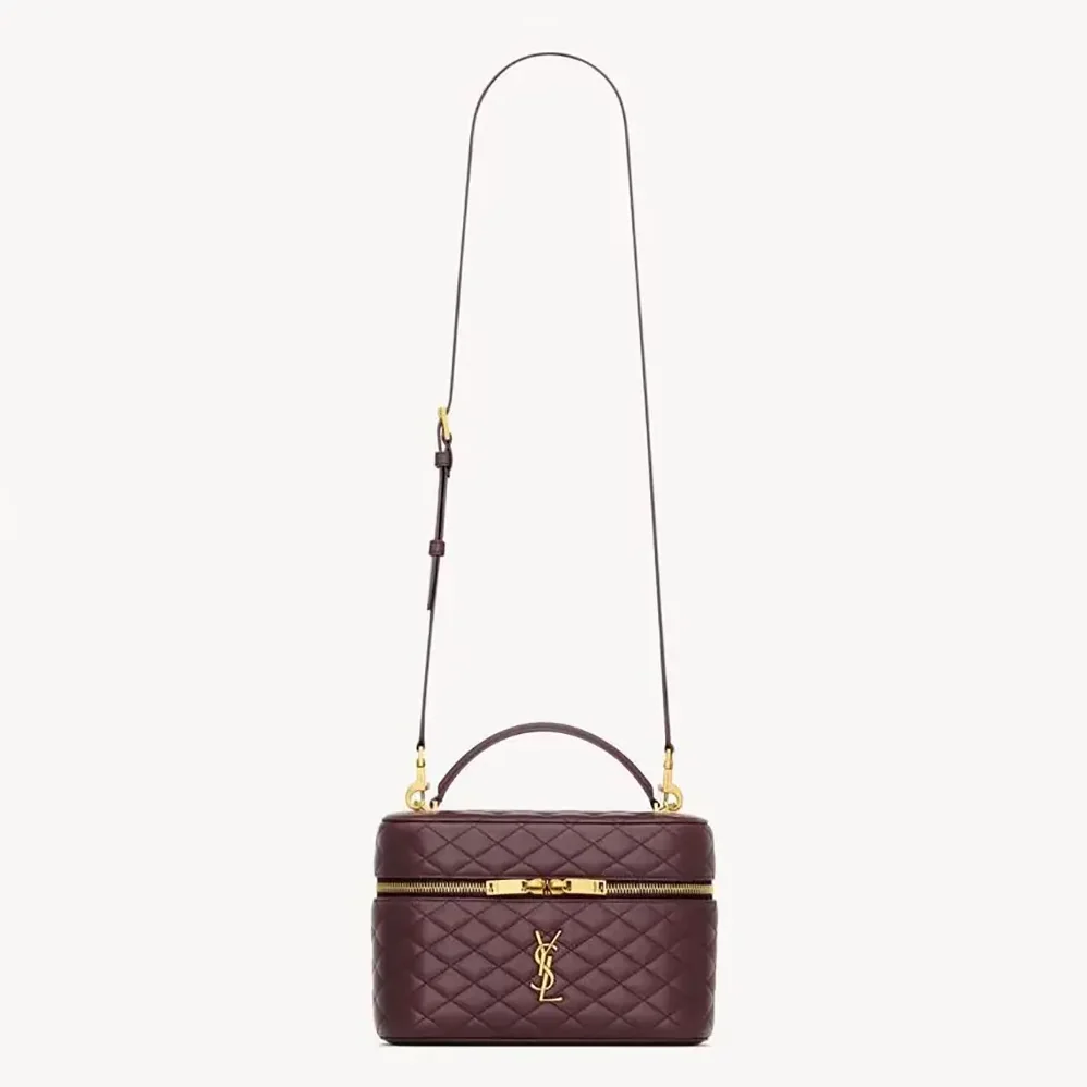 Saint Laurent YSL Gaby Large Vanity Bag In Lambskin for Women in Maroon Saint Laurent YSL Gaby Large Vanity Bag In Lambskin for Women in Maroon
