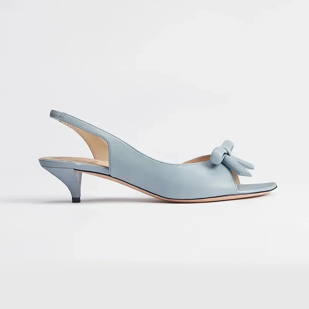Dior Bow Heeled Slingback Sandal Bleu Ciel Lambskin for Women