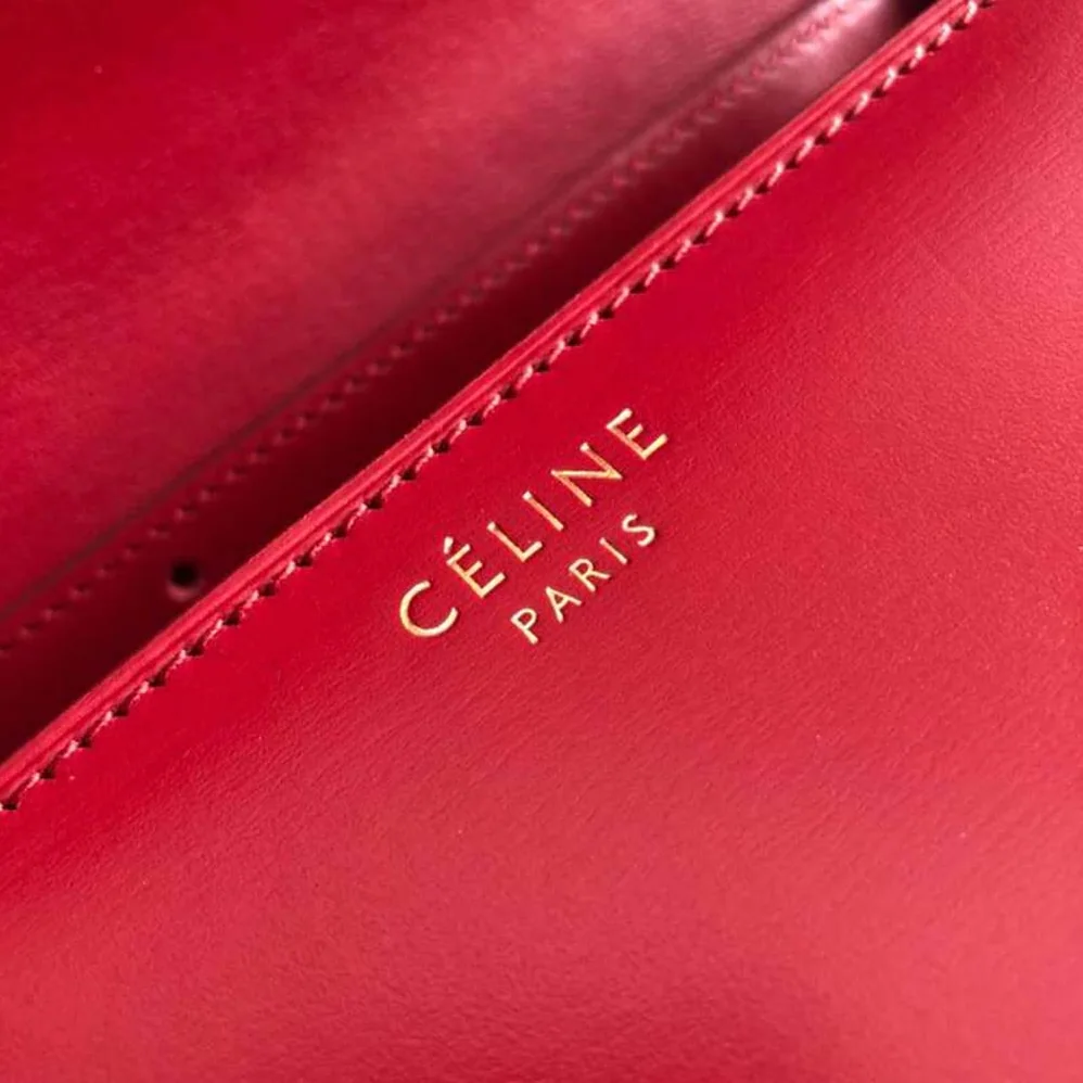 Celine Small Classic Bag in Box Calfskin Leather for Women in Red