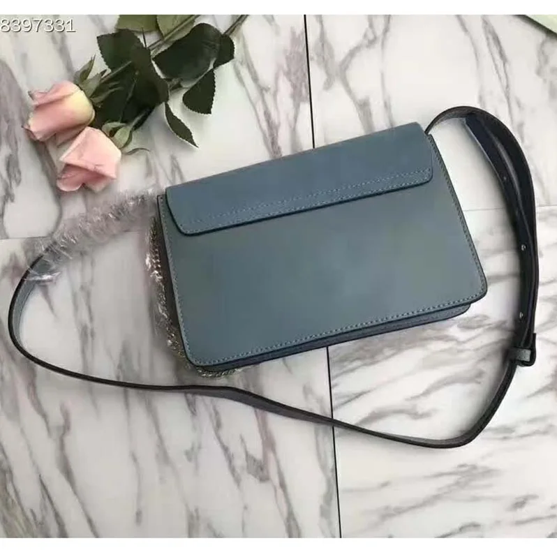 Chloe Faye Small Shoulder Bag in Smooth & Suede Calfskin in Blue Chloe Faye Small Shoulder Bag in Smooth & Suede Calfskin in Blue