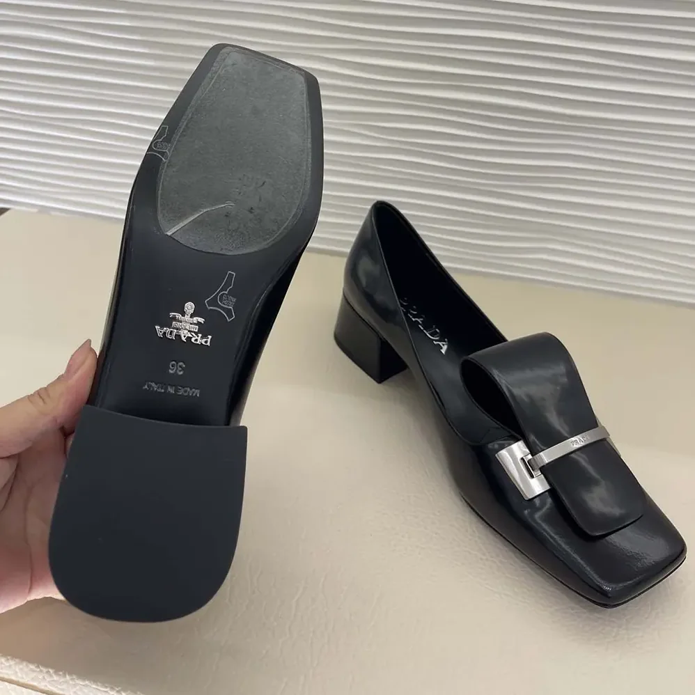 Prada Brushed Leather Pumps for Women in Black
