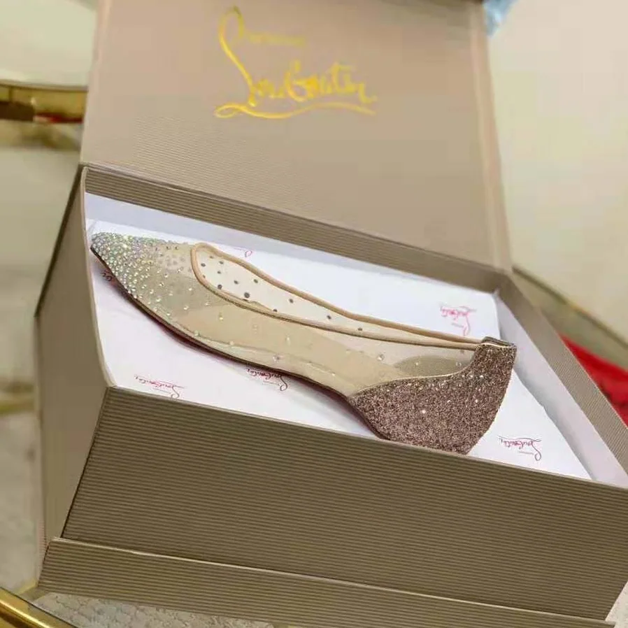 Christian Louboutin Evening Flats Shoes Follies Strass for Women in Gold
