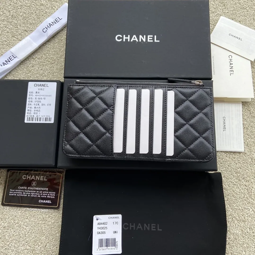 Chanel CO-CO Mini Pouch Wallet in Silver Hardware Black