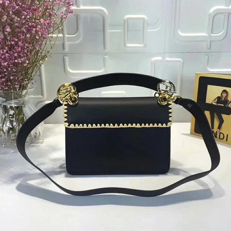 Fendi KAN I F Exotic Black Leather and Raffia Bag for Women Fendi KAN I F Exotic Black Leather and Raffia Bag for Women