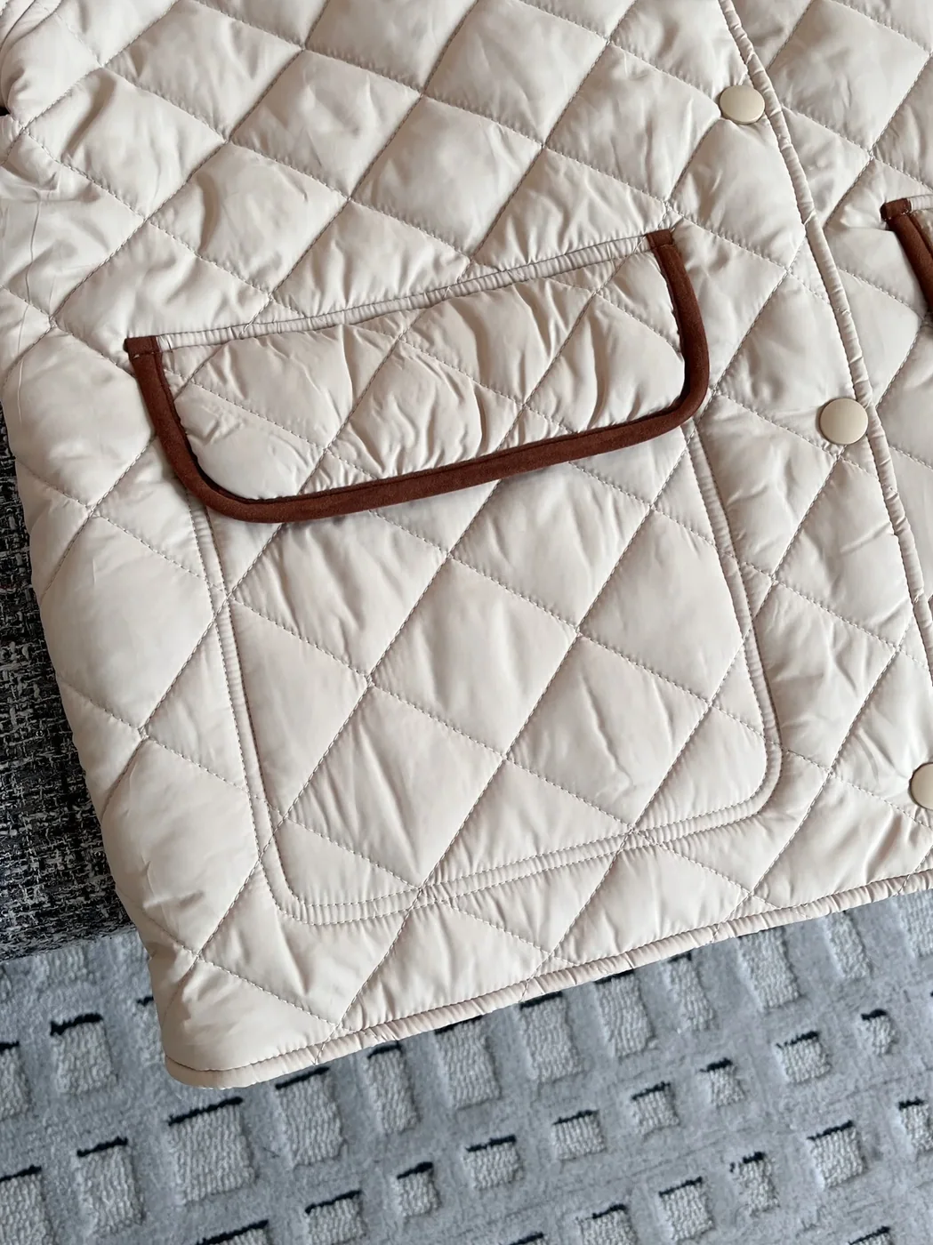 Miu Miu Quilted Jacket With Velvet Collar Beige