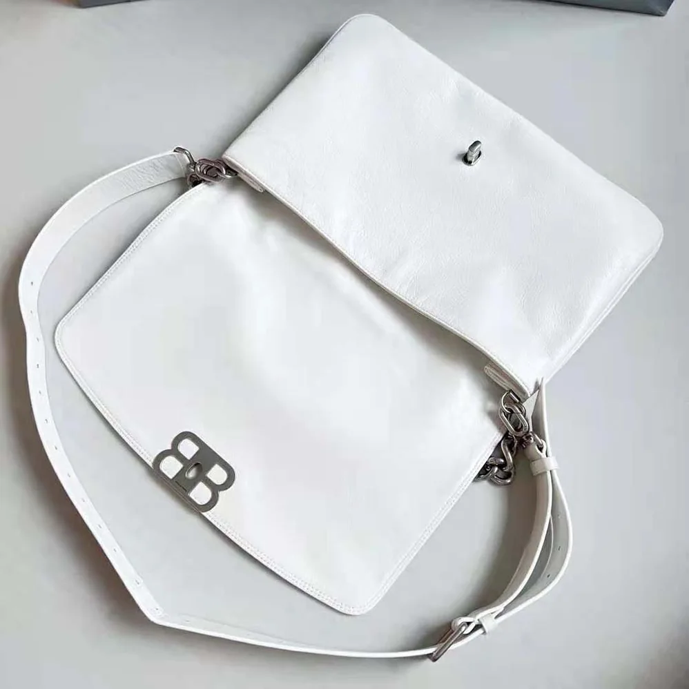 Balenciaga BB Soft Large Flap Bag in Optic White for Women