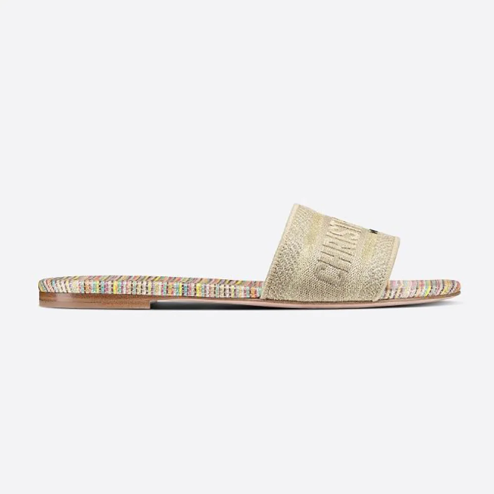 Dior Dway slide Gold-Tone Metallic Thread Embroidered Cotton for Women Dior Dway slide Gold-Tone Metallic Thread Embroidered Cotton for Women
