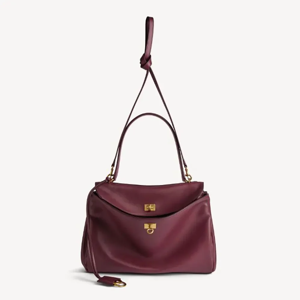 Balenciaga Rodeo Handbag Large In Dark Burgundy Smooth Calfskin Aged for Women in Gold Hardware Balenciaga Rodeo Handbag Large In Dark Burgundy Smooth Calfskin Aged for Women in Gold Hardware