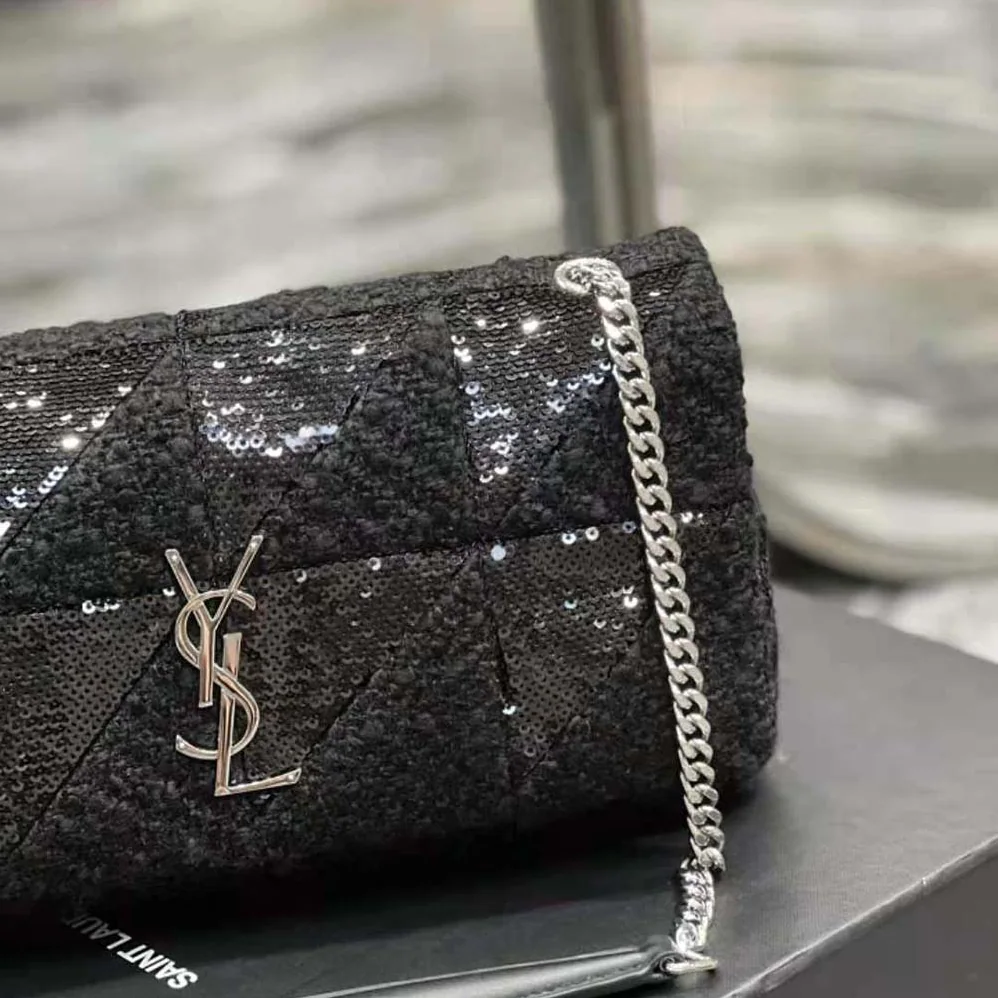 Saint Laurent YSL Jamie Medium Chain Bag “Carré Rive Gauche” in Sequins and Sequined Tweed for Women Saint Laurent YSL Jamie Medium Chain Bag “Carré Rive Gauche” in Sequins and Sequined Tweed for Women
