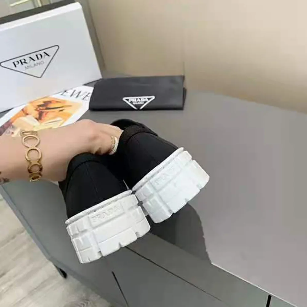 Prada Nylon Gabardine Sneakers in 50mm Heel for Women in Black Prada Nylon Gabardine Sneakers in 50mm Heel for Women in Black