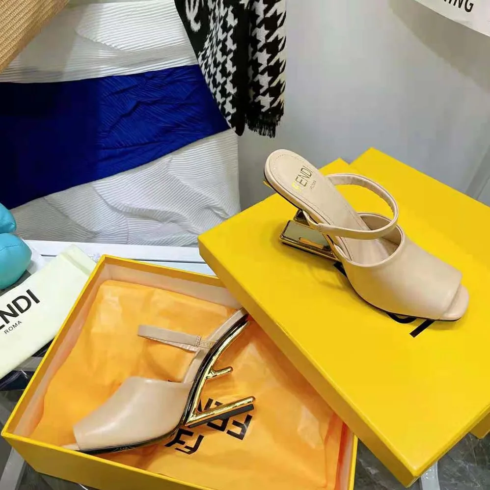 Fendi First Pink Leather High for Women in Heeled Sandals Fendi First Pink Leather High for Women in Heeled Sandals