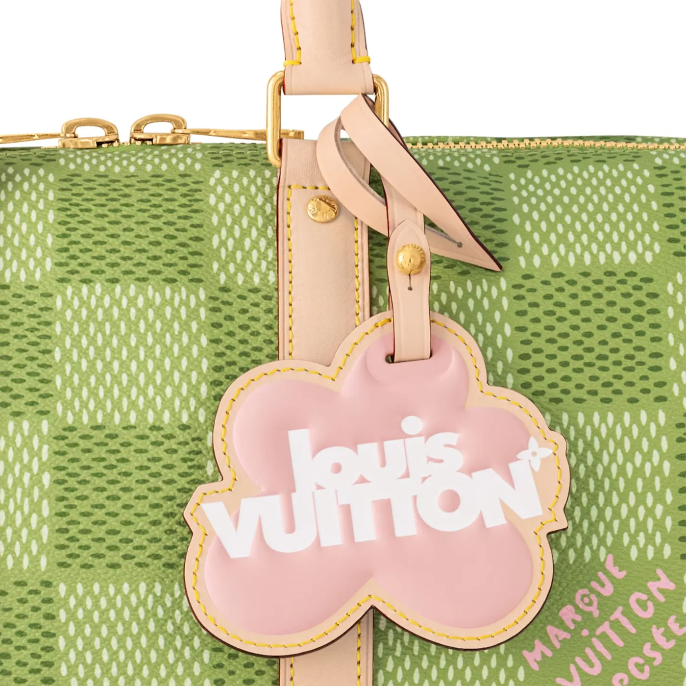 Louis Vuitton Keepall Bandouliere 35 Travel Bag in Green Gold Hardware