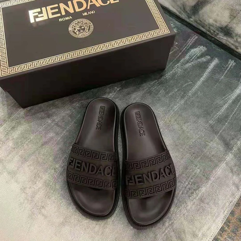 Versace Fendace Logo Sliders for Unisex in Black