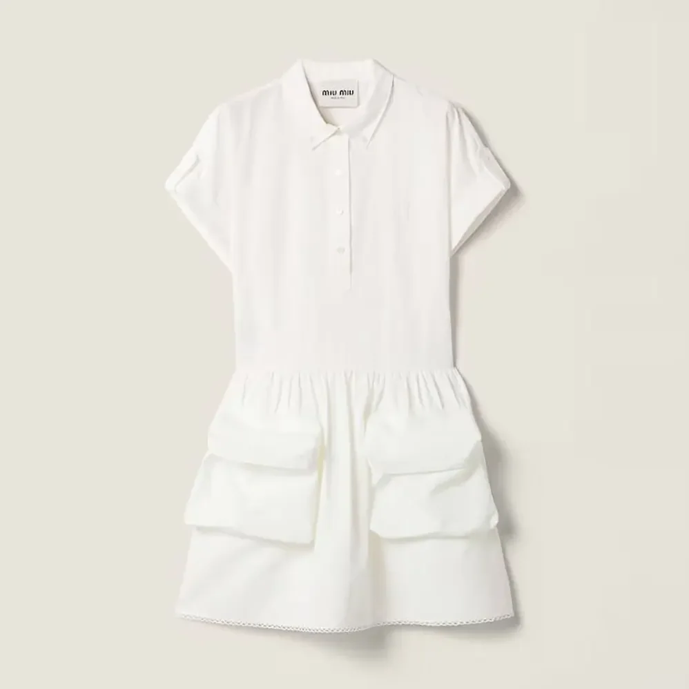 Miu Miu Slubbed Poplin Dress for Women Miu Miu Slubbed Poplin Dress for Women