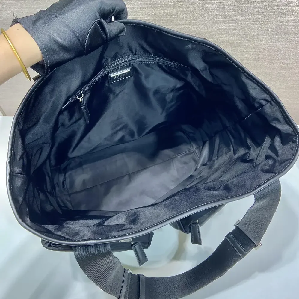 Prada Re-Nylon and Leather Tote Bag for Men in Black