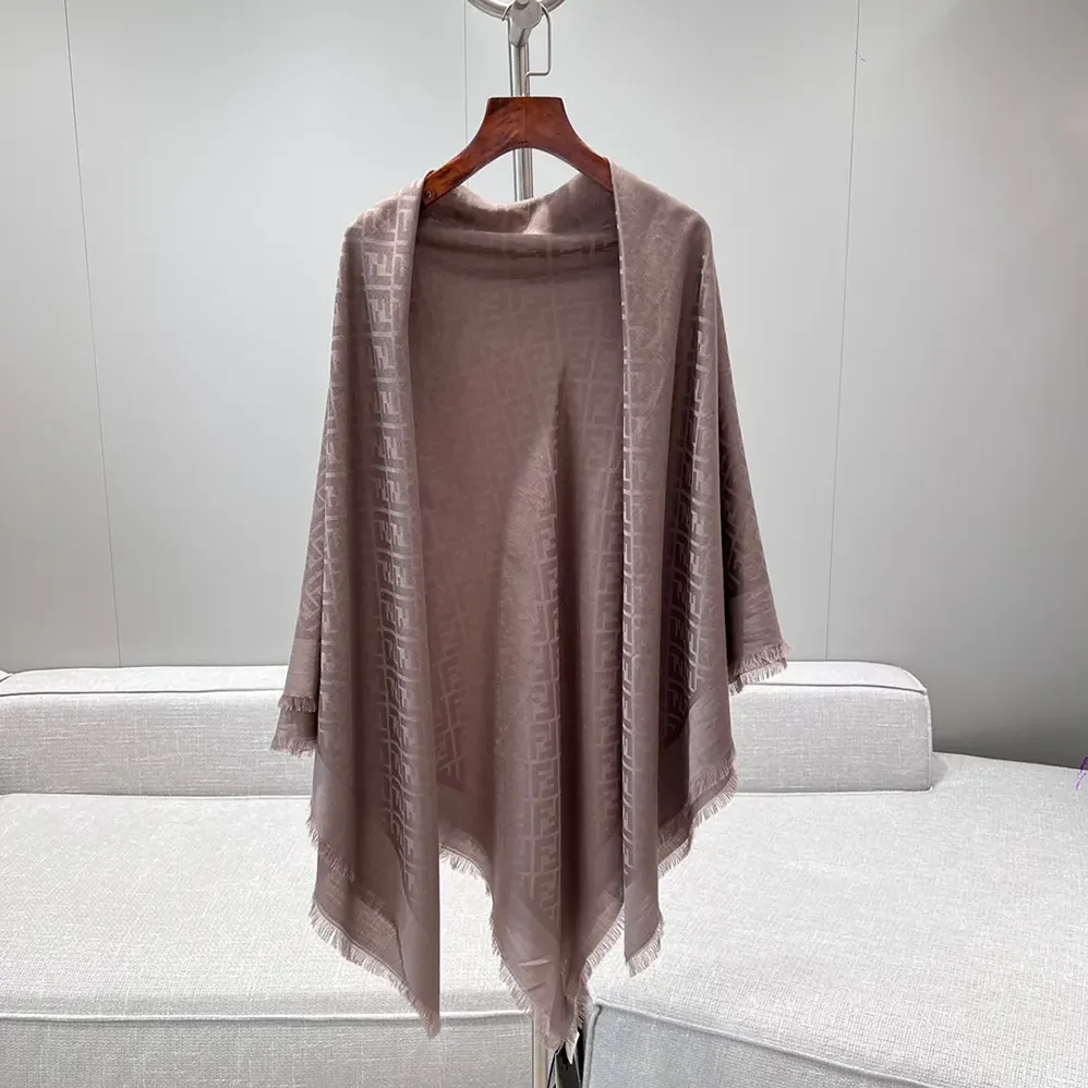 Fendi FF Shawl Dove Gray Silk and Wool Shawl for Unisex