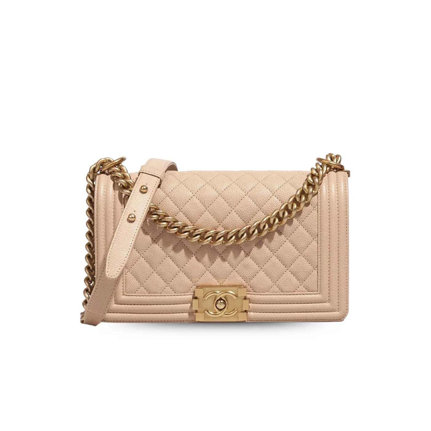 Chanel Boy Medium Crossbody Bag in Yellowish/ Brown Gold Hardware