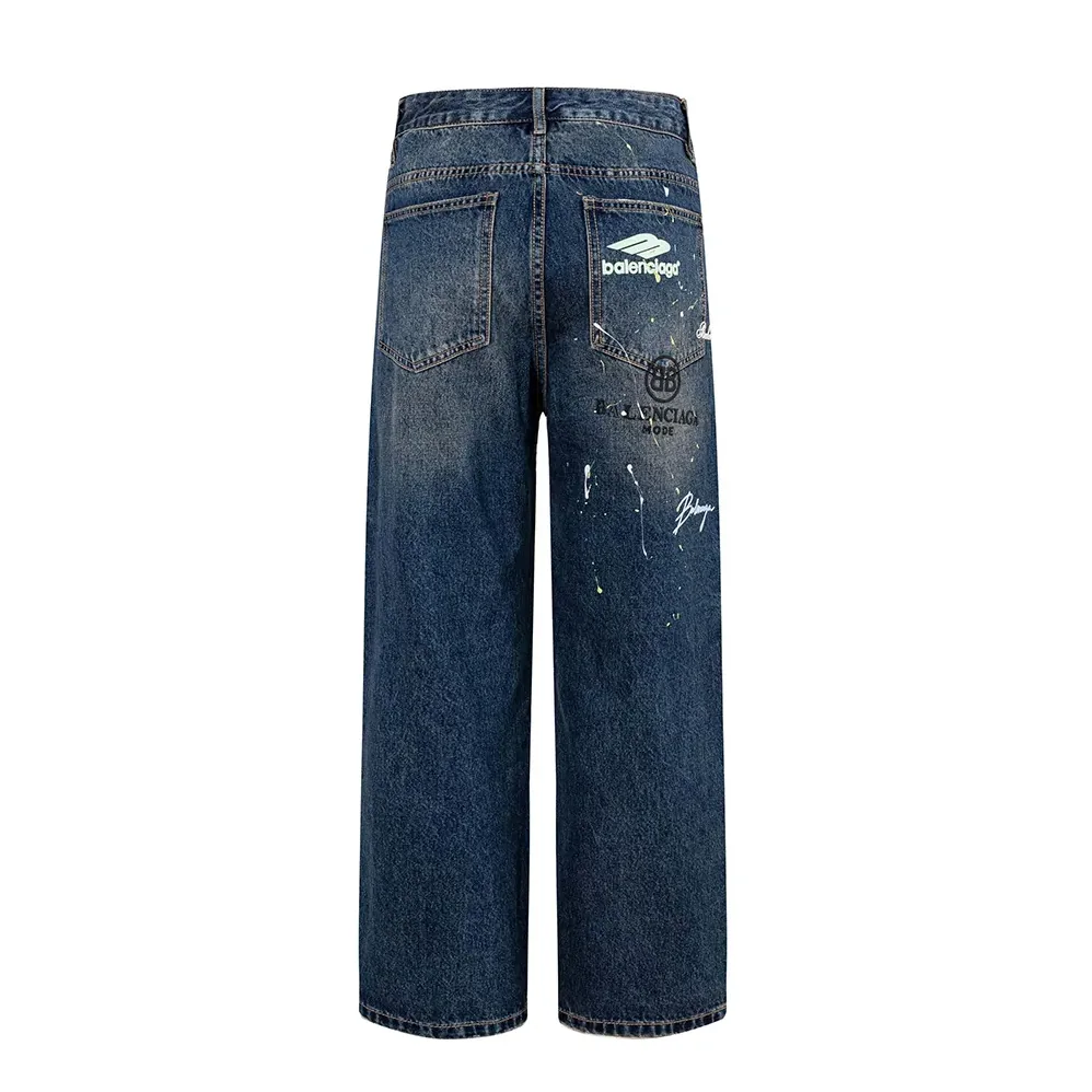 Balenciaga Tattoo Baggy Pants in Dark Grey Cotton Denim for Women Balenciaga Tattoo Baggy Pants in Dark Grey Cotton Denim for Women