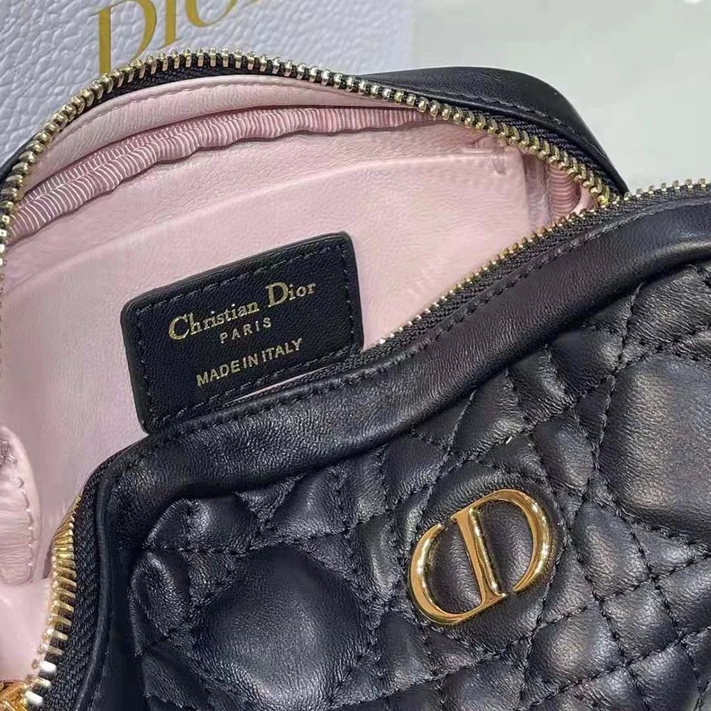 Dior Small Dior Caro Zipped Pouch Black Cannage Lambskin for Women Dior Small Dior Caro Zipped Pouch Black Cannage Lambskin for Women