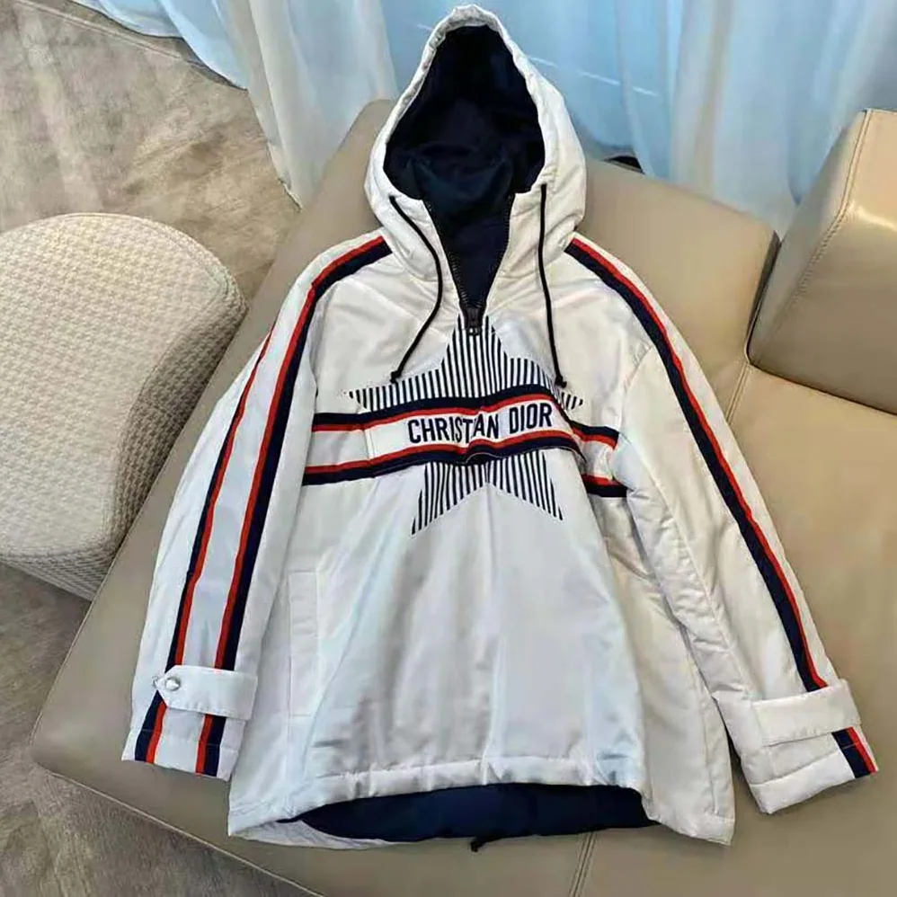 Dior Dioralps Hooded Anorak White Three-Tone Dior Star Quilted Technical Taffeta for Women