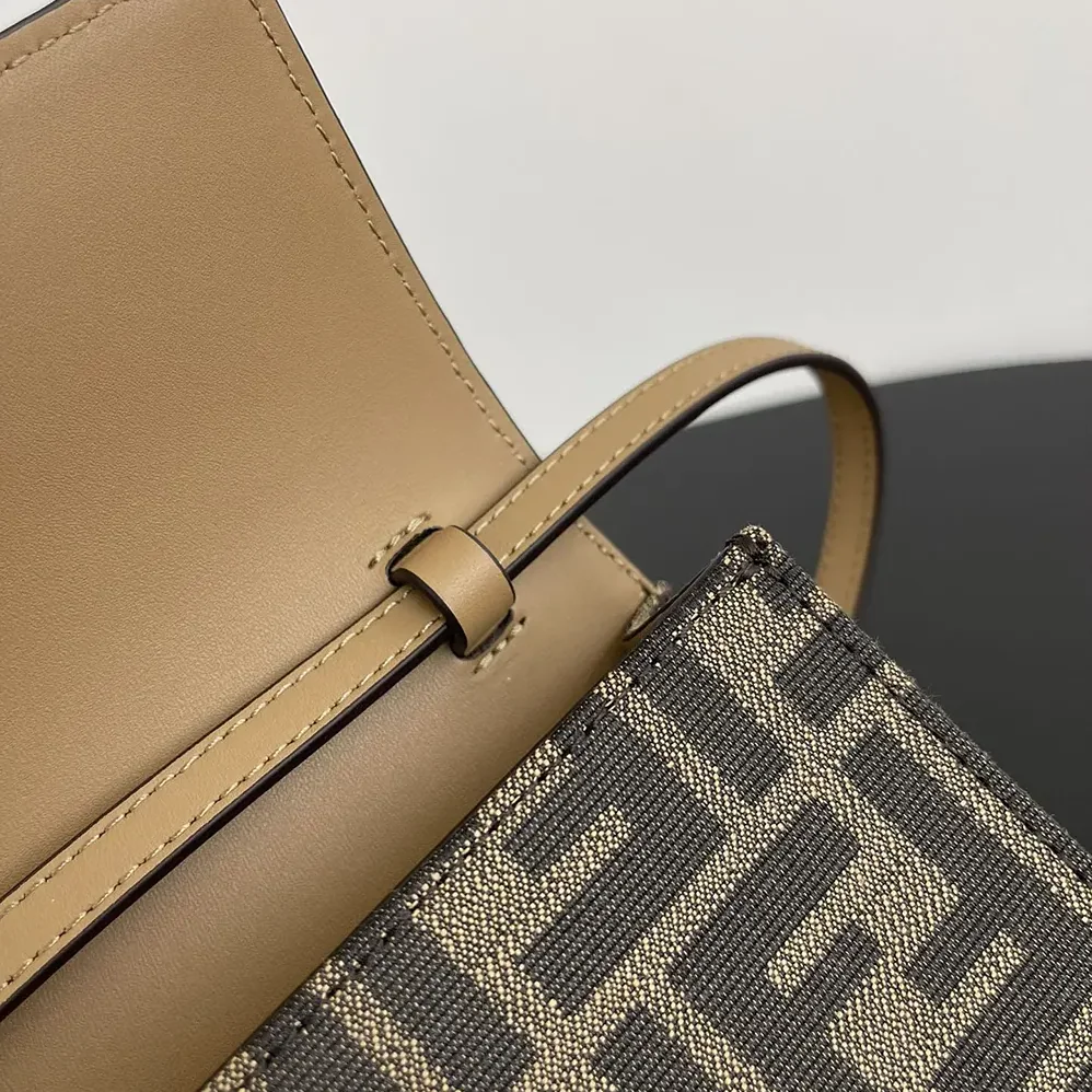 Fendi Wallet On Chain Baguette Brown FF Fabric Wallet for Women
