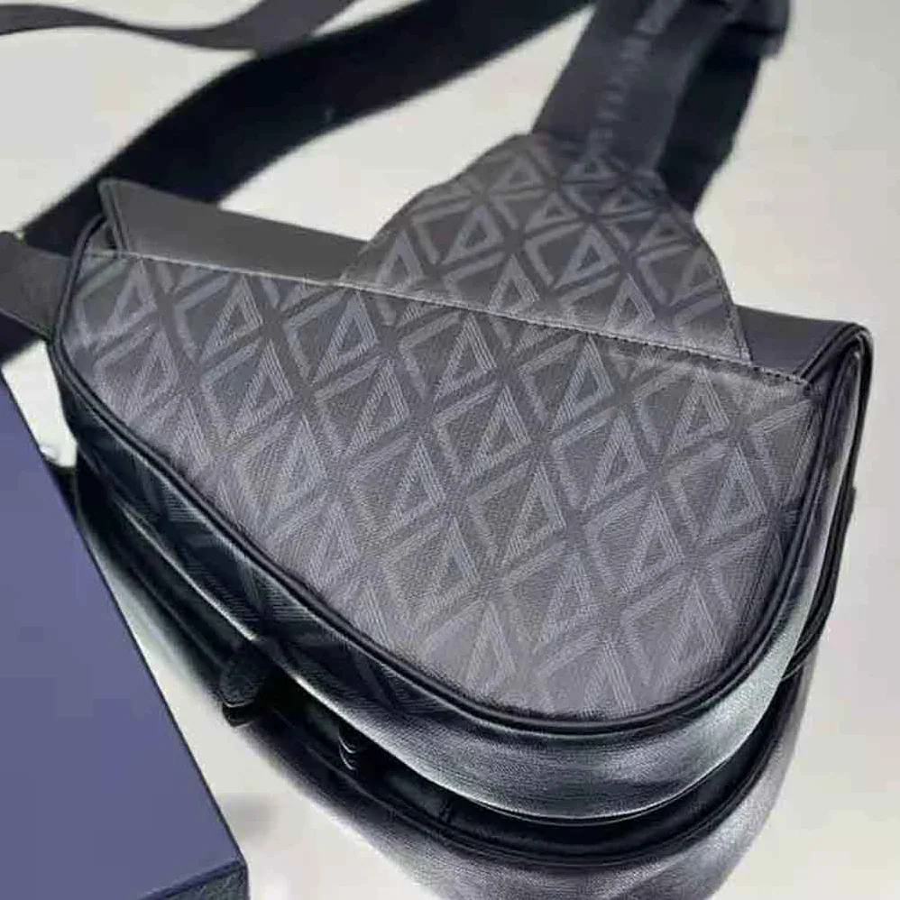 Dior Saddle Bag Black CD Diamond Canvas and Smooth Calfskin for Men