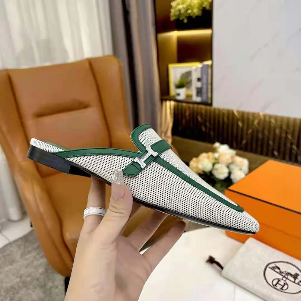 Hermes in H Canvas and Calfskin for Women in Green
