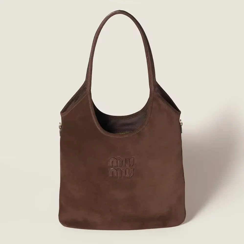 Miu Miu Ivy Suede Bag for Women in Dark Brown Miu Miu Ivy Suede Bag for Women in Dark Brown