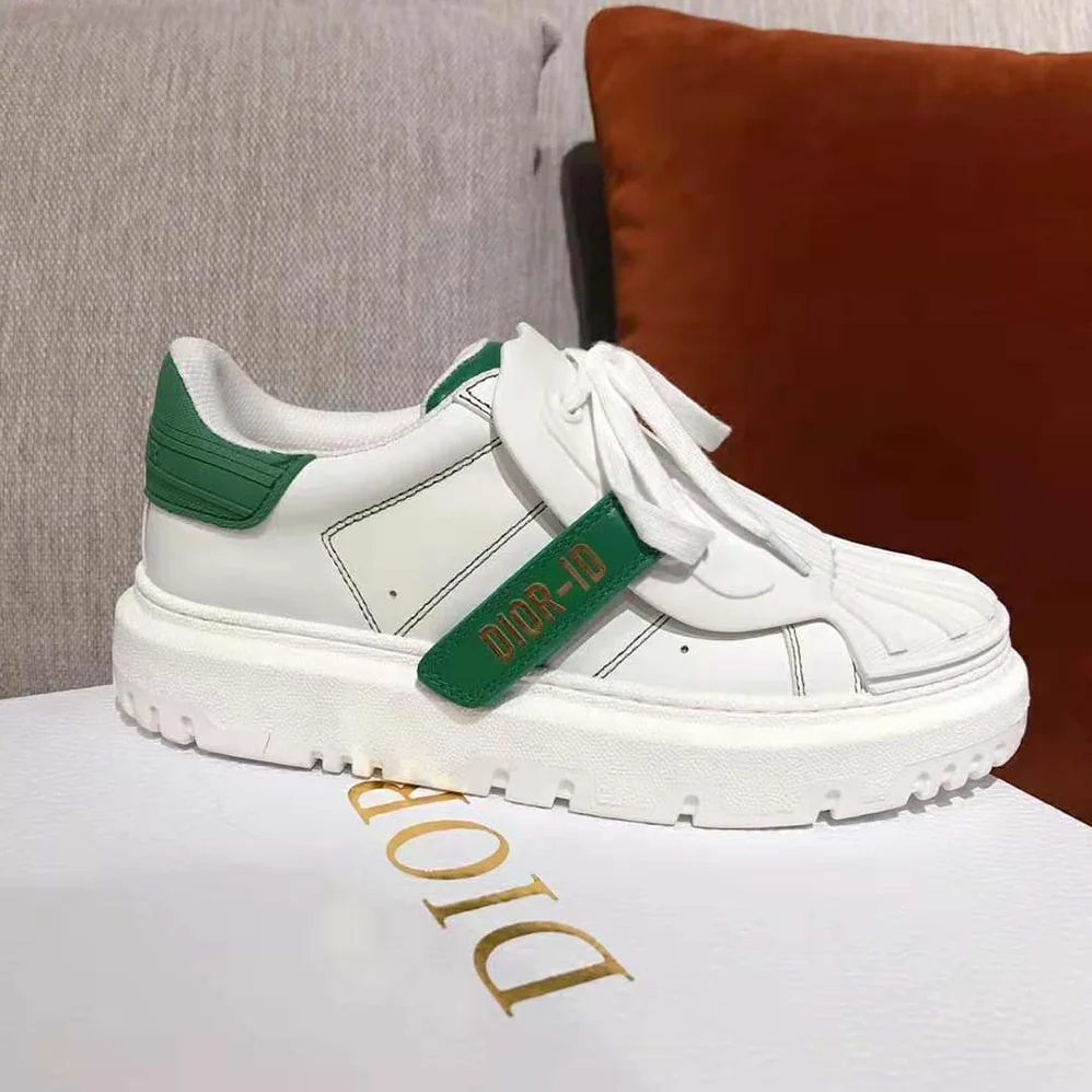Dior Dior-id Sneaker White and Green Calfskin and Rubber for Women
