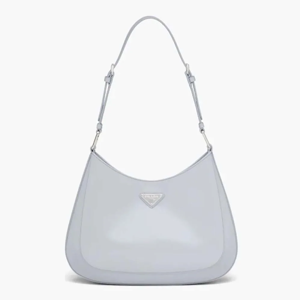 Prada Cleo Brushed Leather Shoulder Bag for Women in White