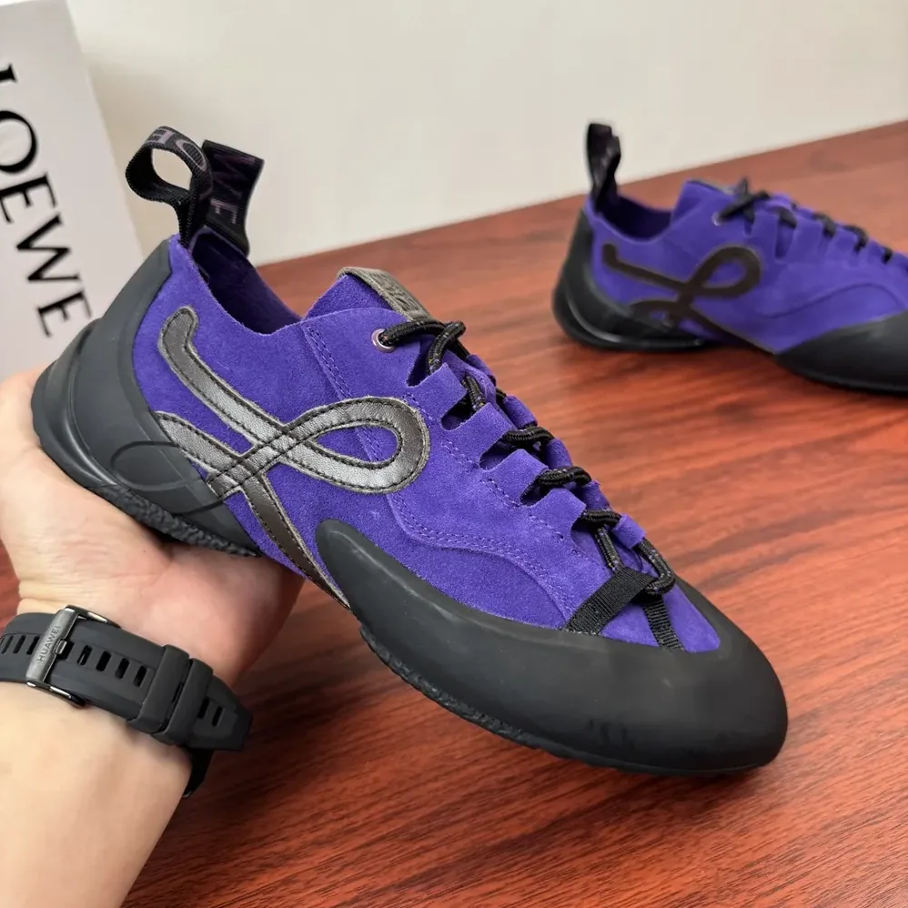 Loewe Grip Sneaker in Calfskin Suede for Unisex in Purple/Brown