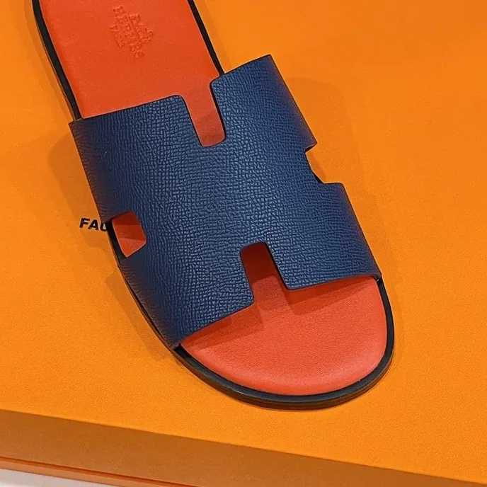 Hermes Izmir Sandals Orange in Blue Hermes Izmir Sandals Orange in Blue