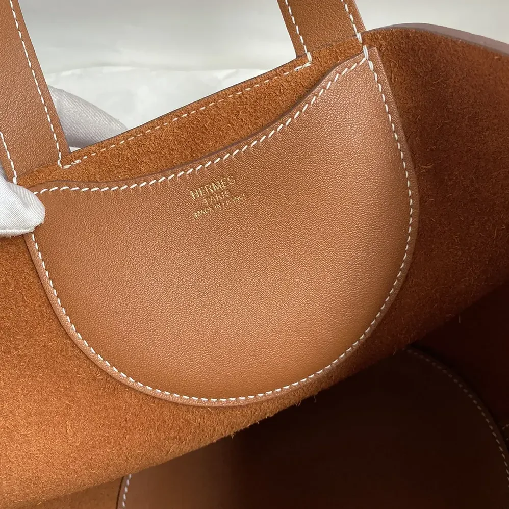 Hermes In the Loop 18 Handbag Clemence Leather for Women in Brown/Gold