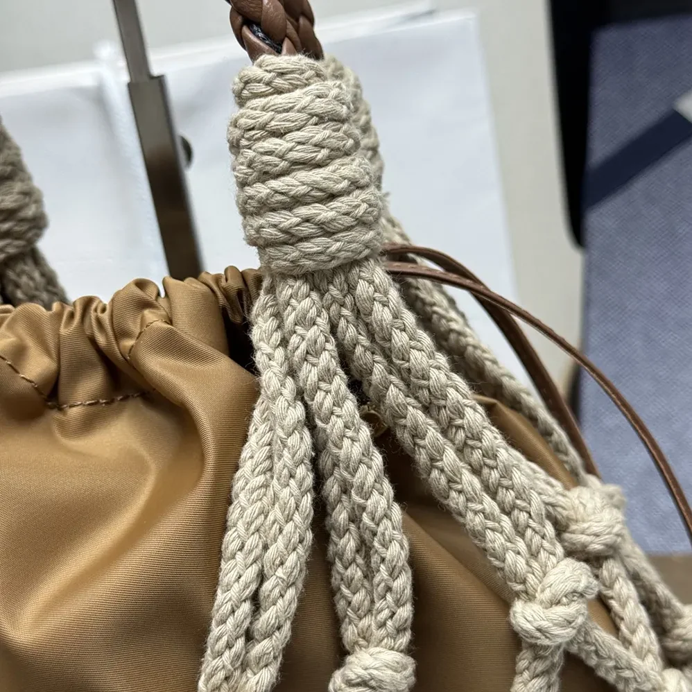 Prada Cotton Cord Macramé Tote Bag for Unisex in Brown