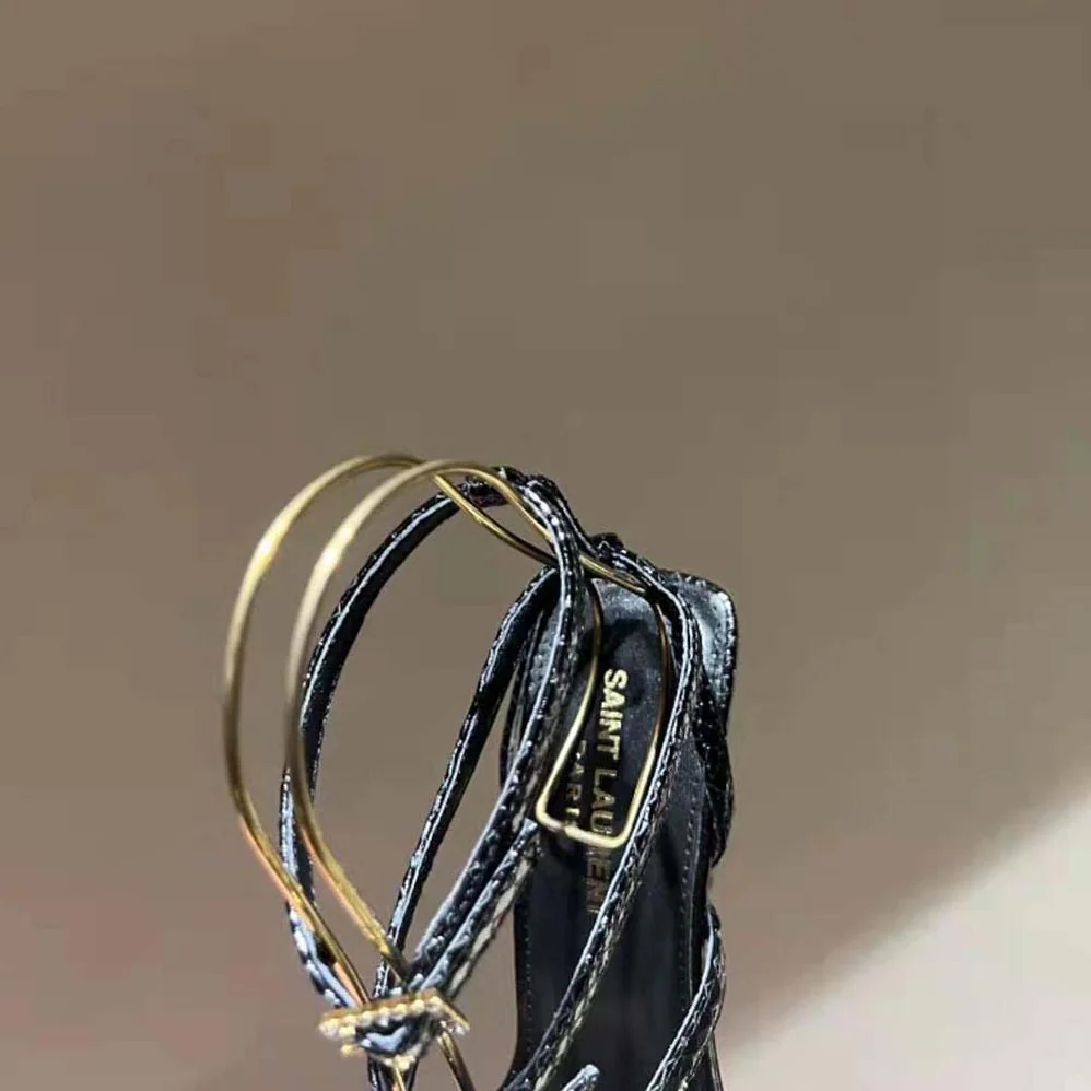 Saint Laurent YSL Nuit Sandals in Lacquered Ayers for Women Saint Laurent YSL Nuit Sandals in Lacquered Ayers for Women