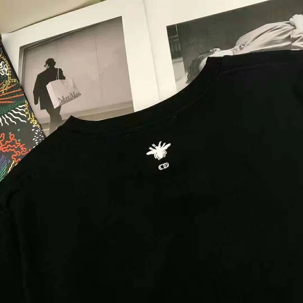 Dior Dior Spatial T-shirt Black Cotton Jersey and Linen for Men