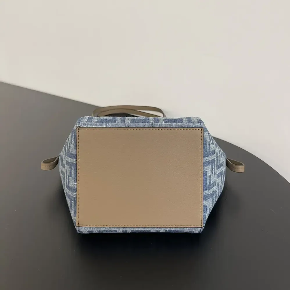 Fendi Origami Mini Light Blue FF Denim Fabric Mini Bag that Can be Transformed for Women