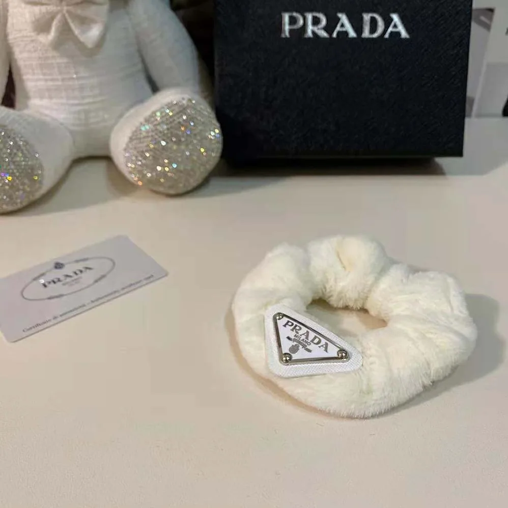 Prada Terry Scrunchie with A Retro Mood is Made of Soft Terry Cloth for Women in White Prada Terry Scrunchie with A Retro Mood is Made of Soft Terry Cloth for Women in White