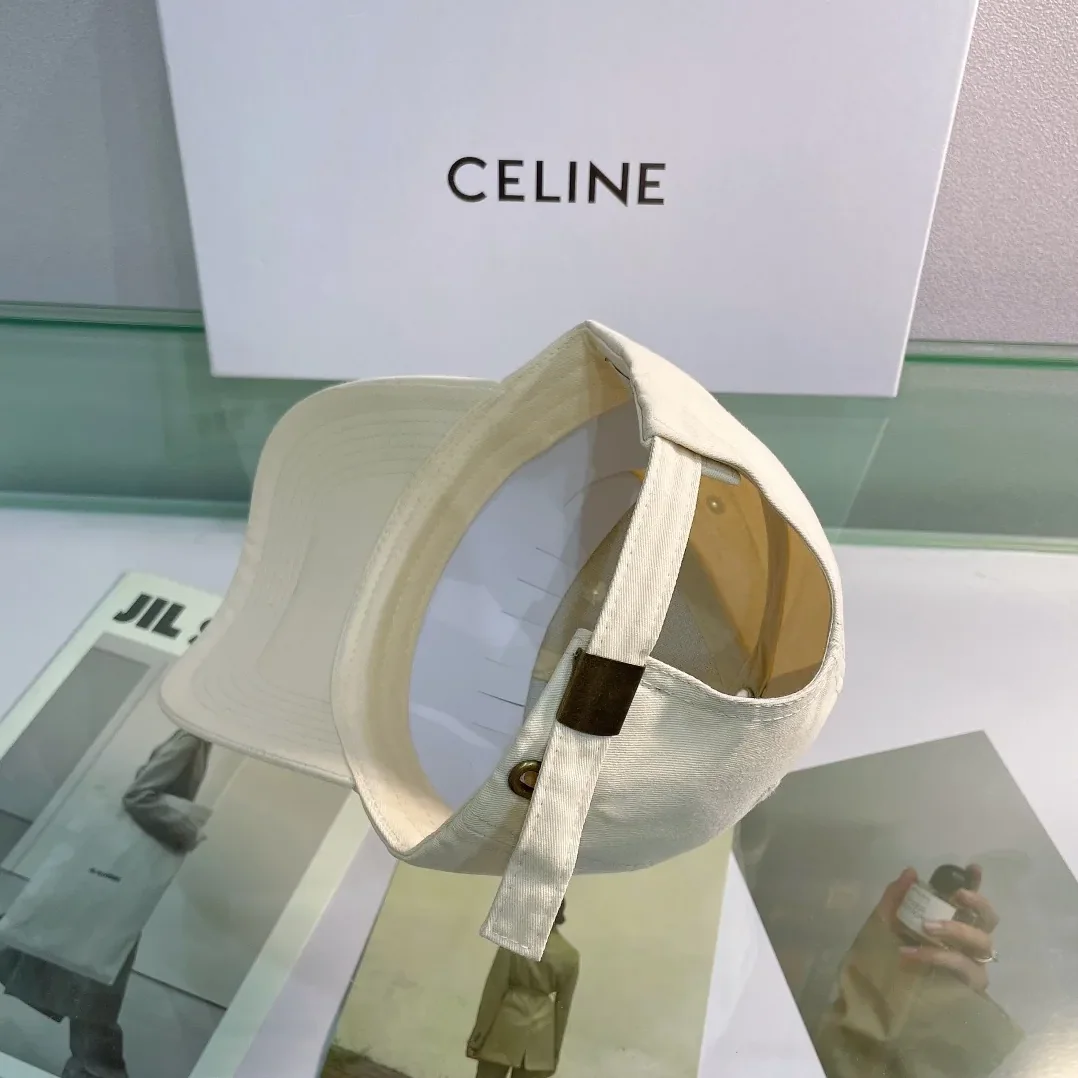Celine Baseball Cap In Cotton Beige