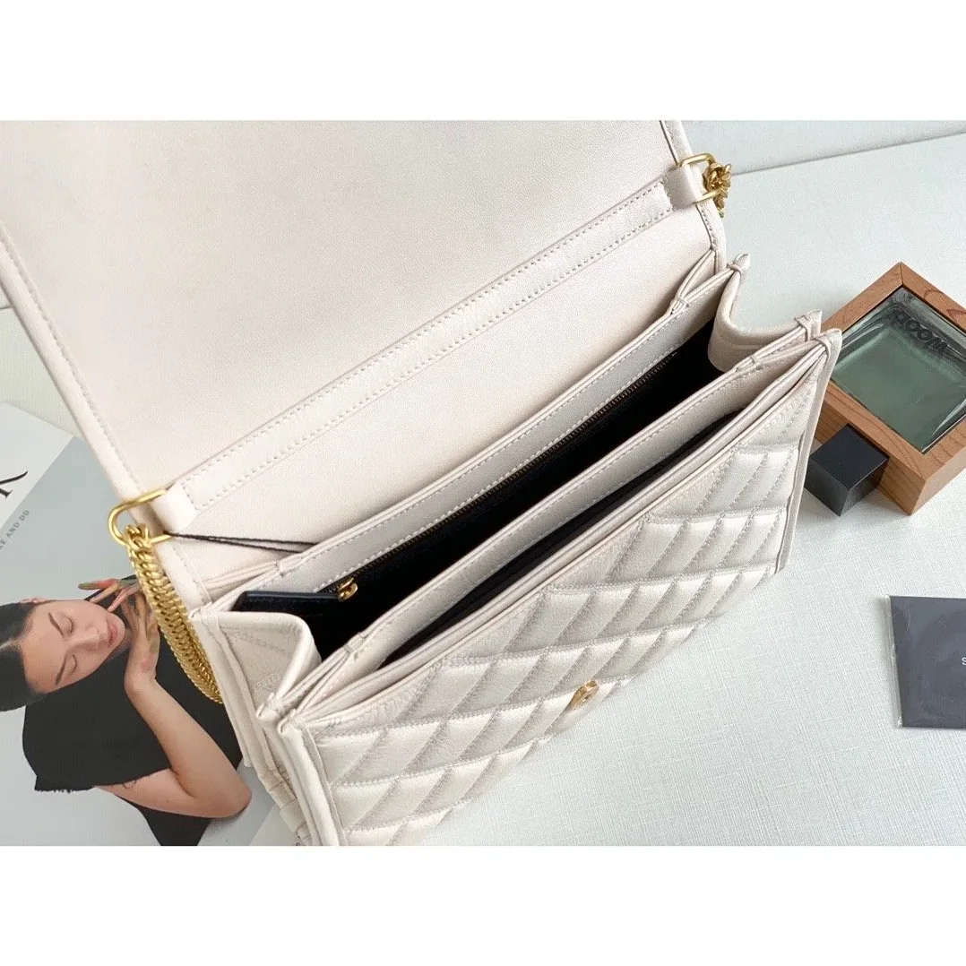 Saint Laurent Becky Small Shoulder Bag White in YSL Saint Laurent Becky Small Shoulder Bag White in YSL