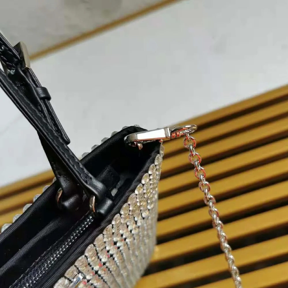Prada Satin Handbag with Decoration for Women in Silver Prada Satin Handbag with Decoration for Women in Silver