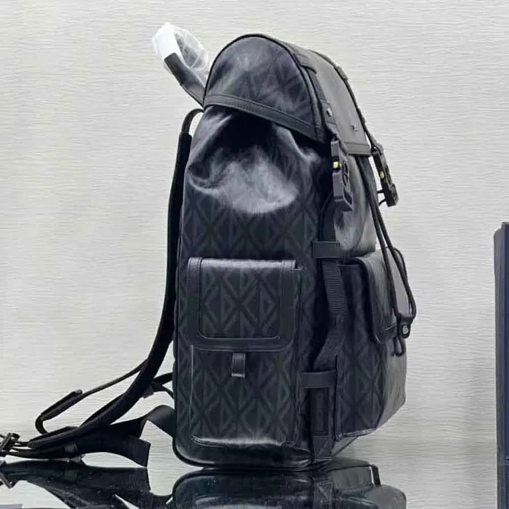 Dior Hit the Road Backpack Black CD Diamond Canvas for Men Dior Hit the Road Backpack Black CD Diamond Canvas for Men
