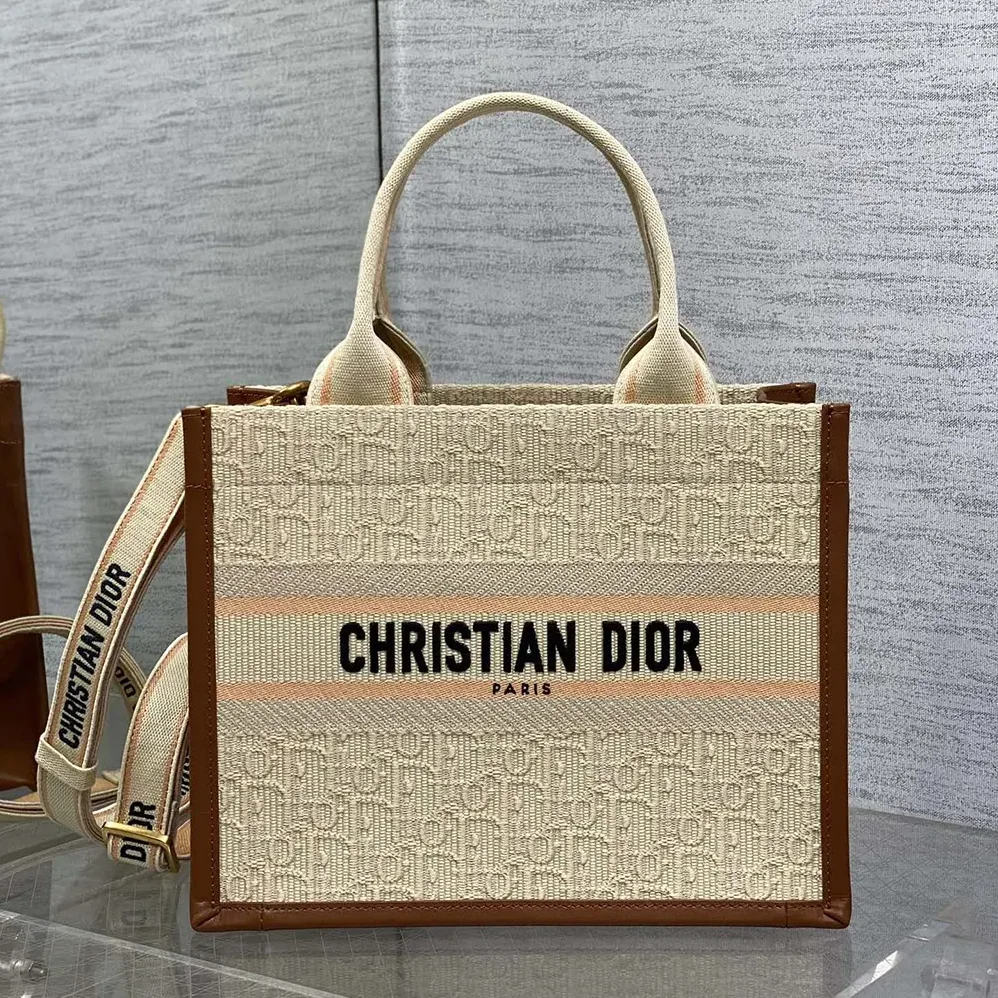 Dior Small Dior Book Tote Beige Dior Oblique Embroidered Raffia and Camel Calfskin for Women Dior Small Dior Book Tote Beige Dior Oblique Embroidered Raffia and Camel Calfskin for Women