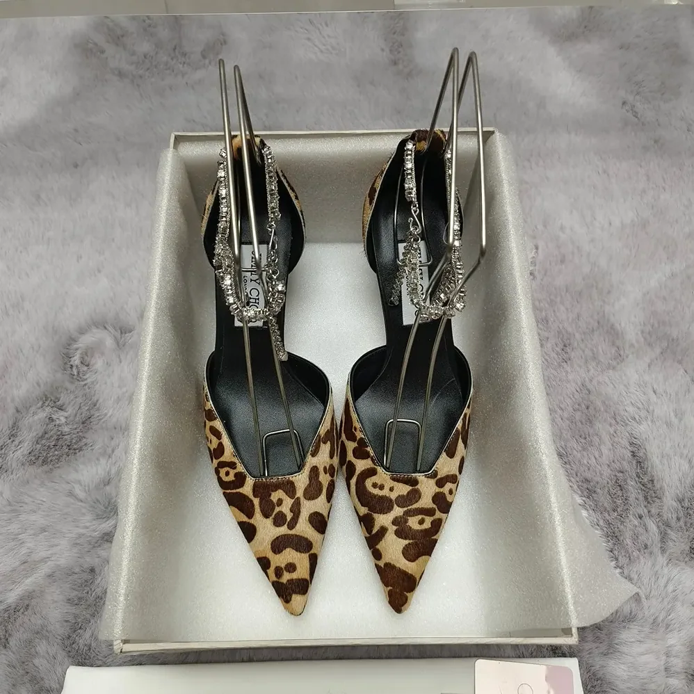 Jimmy Choo Stevie 50 Natural Leopard Print Pony Pumps for Women